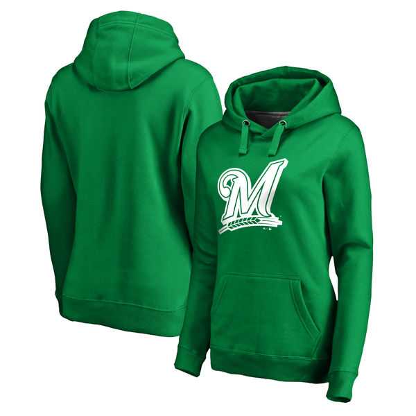 Women Milwaukee Brewers Fanatics Branded Kelly Green St. Patrick's Day White Logo Pullover Hoodie,We sell and wholesale Women Milwaukee Brewers Fanatics Branded Kelly Green St. Patrick's Day White Logo Pullover Hoodie on line form chian!
